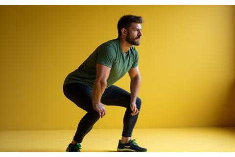 Woman performing a bodyweight squat, demonstrating functional movement and balance exercises.